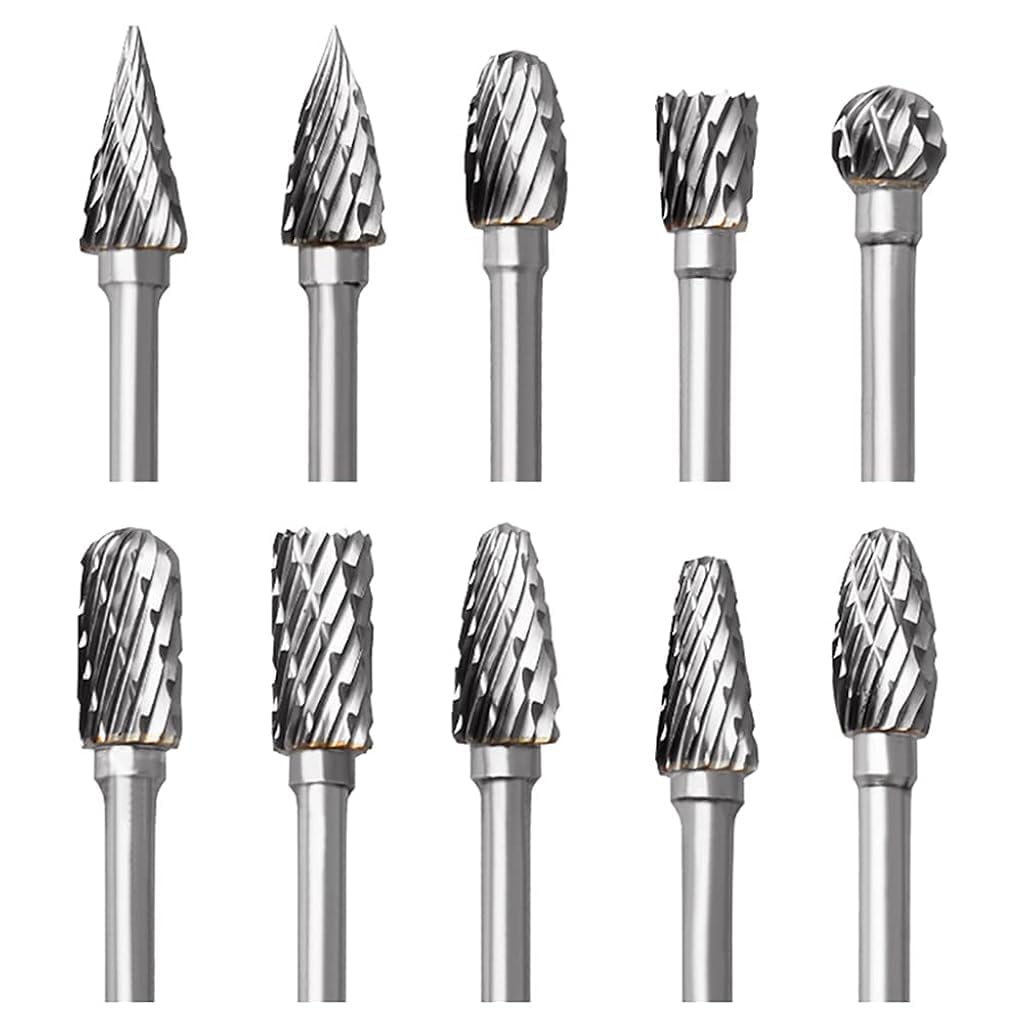 Serplex Tungsten Carbide Rotary Burr Set for Dremel, 10pcs Carbide Double Cut Carving Burr Bits with 1/8 Serplex Tungsten Carbide Rotary Burr Set for Dremel, 10pcs Carbide Double Cut Carving Burr Bits with 1/8